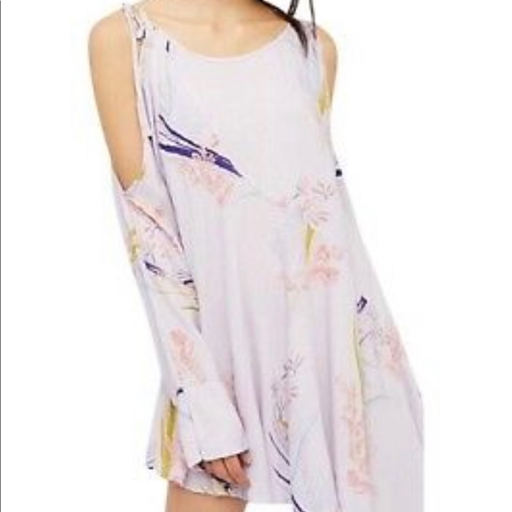 FREE‎ PEOPLE BOHO LILAC CLEAR SKIES COLD SHOULDER TUNIC DRESS